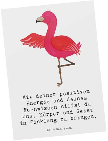 Mr. & Mrs. Panda Postkarte Yoga Trainerin Harmonie - Geschenk, innerer Frieden, Atmosphäre des Wohlbefindens, Entspannung, Teambuilding,