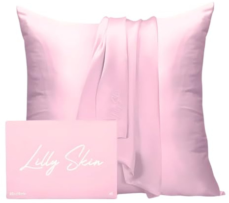 Taie Oreiller Soie Lilly Skin - Housse de Coussin en Soie de Mûrier Naturelle - Doux, Hypoallergénique, Thermorégulant, Anti-acné, Anti-âge - Carrée - 65 x 65 cm - Rose Blush - x1