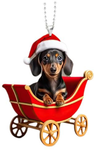 Dachshund Christmas Ornament Cute Dog Christmas Hanging Pendant Acrylic ChristmasTree Hanging Decorations Xmas Car Hanging Ornament ChristmasTree Decorations Set Funny Xmas Ornaments (Dog 2)