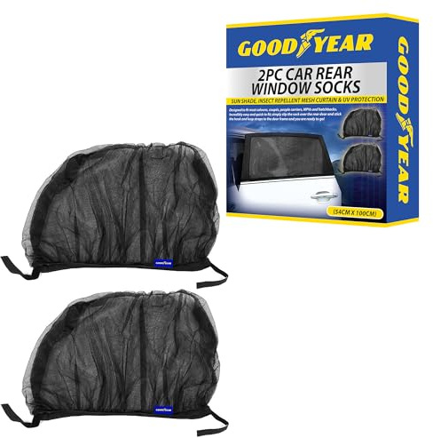 Goodyear 2pc Window Socks Designed To Fit Most Saloons, Coupes, People Carriers, Mpvs & Hatchbacks | Incredibly Easy & Quick To Fit | Lint-free, Ultra-absorbent & Scratch-free | Reusable & Washable