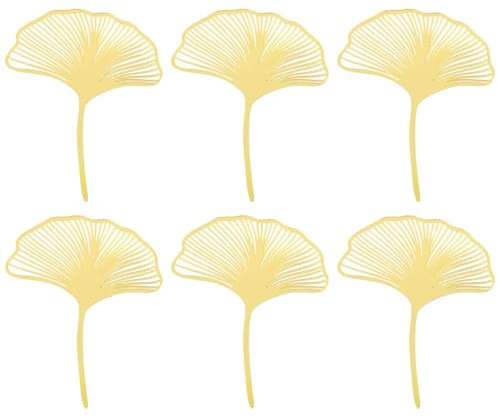 HAPPOW 6PCS Acrylic Gold Ginkgo Leaves Cake Topper Happy Birthday Baking Accessories, Ginkgo Leaves Cake Topper Acrylic Leaf, Perfect for Gold Cake Decorations, Birthday, Wedding, and Party Supplies