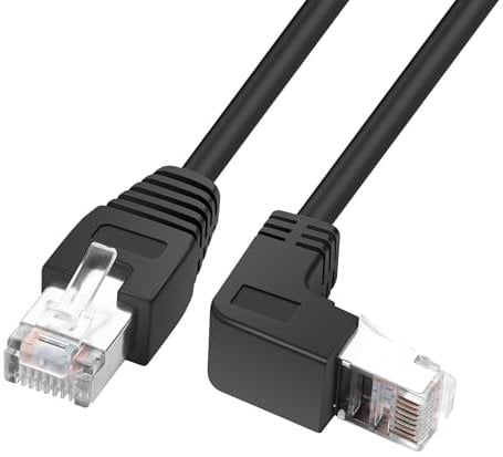YACSEJAO RJ45 90 Degree Ethernet Cable Cat6 RJ45 Male to Right Angle Network Patch Cords Choose from Multiple Angle Lengths (Up Angle, 1M/3.2FT)
