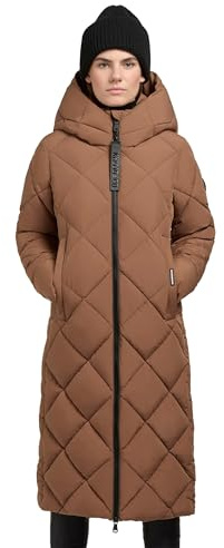 khujo Damen extralanger Wintermantel warmer Steppmantel in Diamond-Steppung mit Kapuze Elow-YM XS-XXL