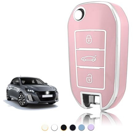 TOOMUME Coque Clé TPU, Etui Clé Étui Clé Adapté pour Peugeot 208 308 508 2008 3008 Rifter Citroen C3 C4 Cactus Berlingo Picasso Xsara Jumpy, Couvre Clef Cache Cle Voiture Telécommande - Flip Key