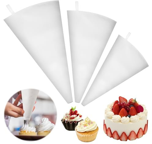 3 Pièces Poche a Douille Reutilisable, 45/40/35 cm Poches à Douille Professionelles, Poche a Douille Patisserie, Réutilisable à Douille pour Deco Gateau, Cupcake, Muffins, Pâtisserie Sucre Fondant