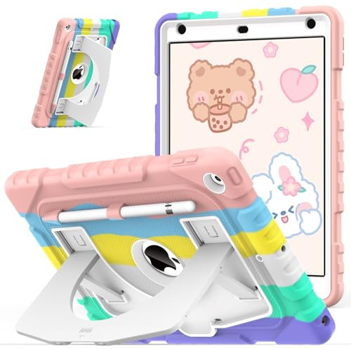 OKP Étui pour Enfants pour iPad 9e/8e/7e génération 10,2 (2021/2020/2019) – Coque de Protection Robuste avec béquille intégrée, Porte-Crayon – pour Filles et garçons – Camouflage