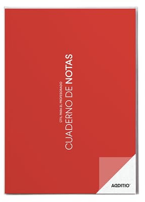 ADDITIO - Cuaderno Notas para el profesorado Planificación del curso (4 meses vista) Evaluación continua Papel Tamaño A4 Español Rojo