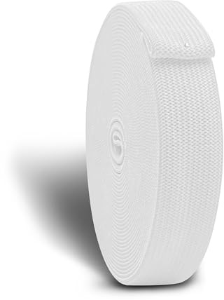 CZ Store® - Gummibänder zum Nähen X1 | WEIß | 5M X 20 MM Elastisches Polyester-Band, Strick- & Nähzubehör, Starke Bänder für Kleidung, Hosen