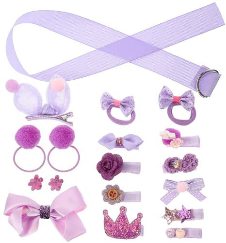 Haarschmuck für Mädchen 18 Stück Lila mit Schleifenkrone