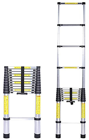 CLSDRZC Robuste Teleskopleiter, 8 m/ 7 m/ 6,2 m/ 5 m/ 4 m/ 3,8 m/ 2,6 m hoch, professionelle klappbare Teleskopleiter aus Aluminium für Dachzelt, Wohnmobil, Dachboden