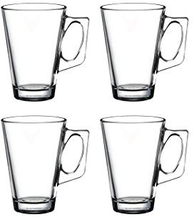 Pasabahce 55201 Lot de 4 verres à thé avec anse Vela pour thé, latte macchiato, café irlandais, punch, vin chaud, chocolat chaud
