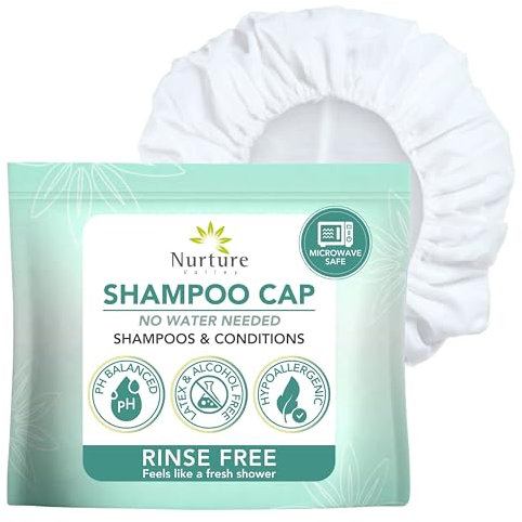 Nurture Valley No Water Rinse Free Shampoo Cap (6-Pack) | Microwaveable Shower That Shampoos & Conditions - Disposable PH Balanced & Hypoallergenic