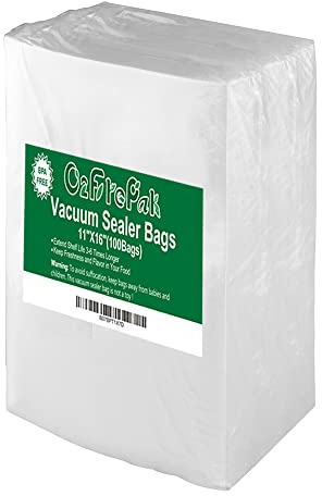 O2frepak 100 Gallon Size 11 x 16Vacuum Sealer Bags with BPA Free and Puncture Prevention,Vacuum Seal Freezer Bags,Great for Sous Vide Vaccume Sealer PreCut Bags
