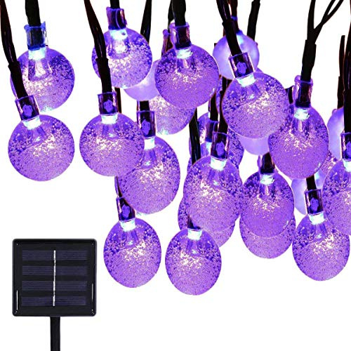 KINGCOO Solar Kristallbälle Lichterkette,6M 30LED Kugel Solar Außenlichterkette Wasserdicht Deko für Garten Party Hochzeit Weihnachtsbeleuchtung (Lila)