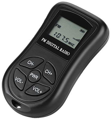 Denash Radio FM Portable avec Lanière/Écouteurs, Écran LCD, Parfait pour Le Camping, Les Voyages, la Pêche, Les Sports en Plein Air, Noir