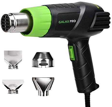 GALAX PRO Pistola de Aire Caliente, 2000W Dos Niveles de Temperaturay Tlujo de Aire Ajustables (Ⅰ: 350 ℃ 250L / min, Ⅱ: 550 ℃ 500L / min) con 4 Boquillas, Doble Protección
