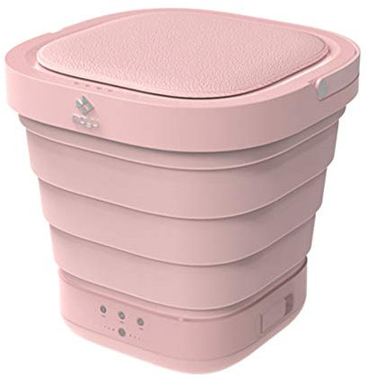 DjfLight Mini Lavadora Plegable de Ropa portátil, Cubo Automático de Viaje en casa Autoguiado Tour Ropa Interior Lavadora y Secadora Plegables,Pink
