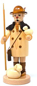 Drechslerei Friedbert Uhlig, Räuchermännchen Nr. 057, Schäfer, 25 cm hoch, aus regionalem Holz gedrechselt, echte Handarbeit aus dem Erzgebirge, Weihnachten, Holzkunst, Echtholz
