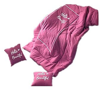 Decke und Kissen in einem,flauschig weiches Reisekissen umwandelbar zur Reisedecke,Camping Kissen/Car Decke/Dekorative Kissen, Leicht (150 x 190 cm, Lila)