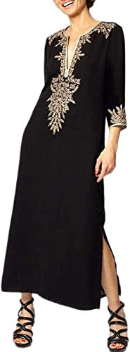 Bsubseach Half Sleeve Black Embroidery Swimsuit Cover Ups for Swimwear Women Long Beach Kaftan Dress