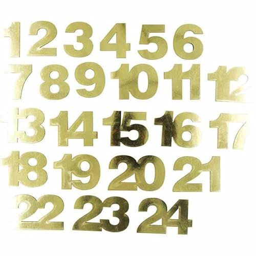 MÉGACRÉA Adventskalender Zahl Sticker Gold 5cm 24 Stück
