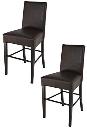 t m c s Tommychairs - Set 2 taburetes Bajos Luisa para Cocina y Bar, con Estructura en Madera de Haya Pintada wengué y Asiento tapizado en Polipiel marrón