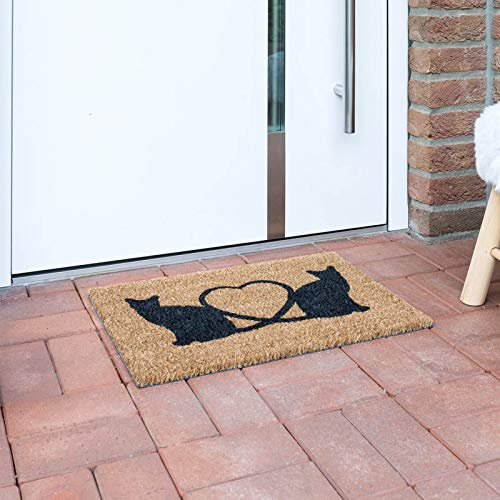 andiamo Fußmatte Kokos bedruckt - ideal als Fußmatte Outdoor Schmutzfangmatte oder Kokosmatte - Fußmatte außen pflegeleicht mit rutschhemmender Rückseite 40 x 60 cm Katzen