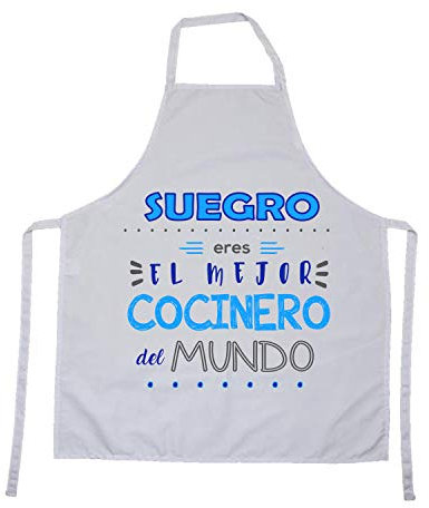 Kembilove Delantal cocina hombre – Regalos personalizados – Delantal con Mensaje Suegro eres el mejor cocinero del Mundo – Regalo original hombre – Regalos originales para hombre