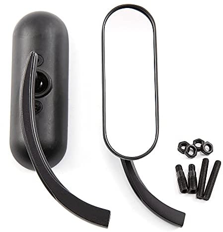 Motorrad Ovale Rückspiegel mit 8mm 10mm Schrauben, Chrom Retro Lenkerende Seitenspiegel Fit für Touring Cafe Racer Roller Cruiser Sportster XL883 1200 48 72