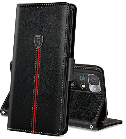 MAMA MOUTH Xiaomi Redmi 10 Hülle, Magnet Ledertasche Handyhülle, Klapp Leder Kartenfächer Redmi 10 Schutzhülle, Flip Slim TPU Bumper Silikon Book Case, Stoßfeste Wallet Cover für Redmi 10 Blu