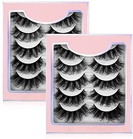 Sibba Multi-couches 5D Faux Cils 10 Paires Dramatique 20 mm Faux Vison Faux Cils Pack Wispy Long Épais Haut Volume Croisé Fluffy Cils Extension Strip Maquillage Des Yeux