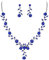 Clearine Damen Hochzeit Schmuck Set Blatt Cluster Blume Kristall Anhänger Halskette baumeln Ohrringe für Braut SaphirBlau Siber Ton