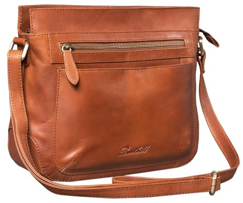 Benthill Echt Leder Damen Schultertasche | Vintage Umhängetasche aus weichem Rindsleder | Ledertasche für Frauen | Kleine Damentasche, Farbe:Braun