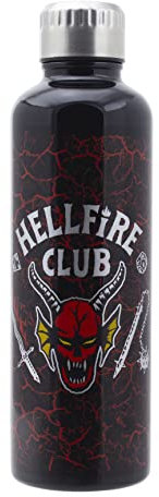 Stranger Things Hellfire Club Metall Wasserflasche | Horror Movie Merchandise Edelstahl Wasserflasche mit Deckel | 500 ml