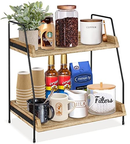 Megsooul Accessoires de bar à café et organisateur de comptoir, organisateur de station de café, étagère de comptoir de cuisine, rangement de café, condiments, support de couvercle de tasse pour salle