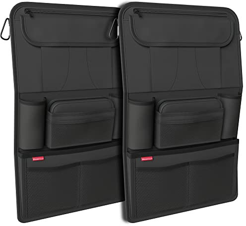 ATHLON TOOLS 2x Autositz-Organizer mit integrierter Tablet-Halter - Verstärkte Rückseite - mit Extra Federtasche - für Business und Kinder - Designed in Hamburg (Schwarz / 2er-Sparset)