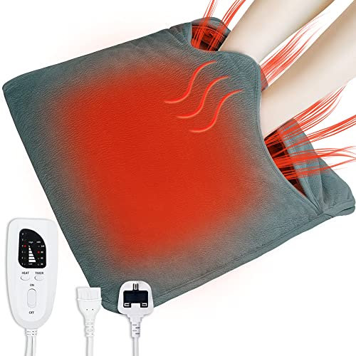 Cuplu 40x40 Electric Foot Warmer, Auto Shut Off - Washable Electric Feet with 6 Heat Levels 4 Timers, Warmer Fast Heating Pad Cushion for Foot, Back and Full Body for Women Men(Darkgray)…