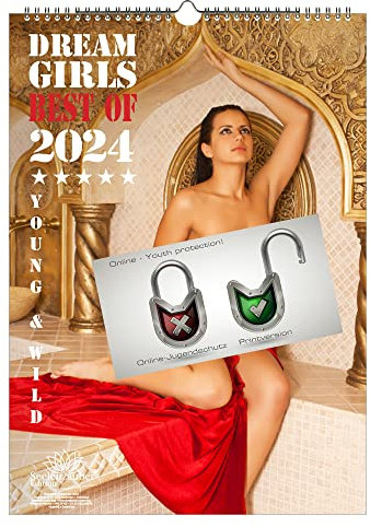 Sexy Girls DIN A3 Kalender Hochformat für 2024 Erotik - Geschenkset Inhalt: 1x Kalender, 1x Weihnachts- und 1x Grußkarte (insgesamt 3 Teile)