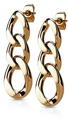viva-adorno Damen Ohrstecker Edelstahl Ketten Ohrringe Kettenglieder Ohrhänger Gliederohrringe SER1, rosegold