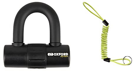 Oxford HD Max Black High Security Motorcycle Steel Disc Lock LK310 & OF390 Disc Lock Minder Cable for Motorcycle Scooter Motorbike,Yellow