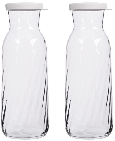 Lav Fonte Optic Glas Carafes - 1,2 L - Weißer Deckel - Pack Von 2