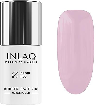 INLAQ® 2in1 Rubber Base Gel UV HEMA Free Lilly 6 ml - Gel Nagellack bis zu 95% Deckkraft Base Gel für Nagellack UV - Hardgel für Nägel Basisgel