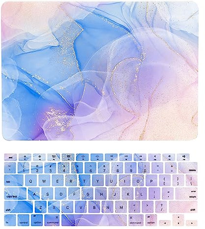 Laptop Cover Case Compatible with Macbook Pro 14 inch Model M1 A2442/A2779 M2 Pro/Max Chip Released in 2021/2023 with Touch ID, Protective Hard Shell Case & Keyboard Cover, Blue Pink