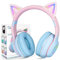 AXFEE Kopfhörer Kinder, Kinderkopfhörer Bluetooth, Mädchen Katzenohr Kopfhörer Over-Ear mit LED-licht Faltbare Stereo Kopfhörer Kabellose, Kopfhörer Kinder mit Mikrofon,Micro SD/TF für Handy/Tablet/PC