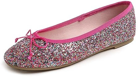 Feversole Ballerina in Vernice Colorata con Cuscino in Memory Foam per amaretti da Donna Glitter Multi Fucsia Rosa 36 EU