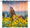 YUANZU Pferd Vorhänge Wildtiere Tier Gelbe Sonnenblume Szene Ösen Gardinen mit Blickdichte Vorhang Kälteschutz Blackout Curtain Wohnzimmer Schlafzimmer Verdunkelung Fenster, 2 Stück, H 245 x B 200 cm