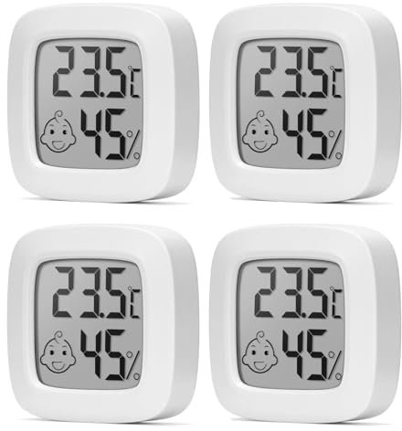 HITSZS Thermometer Hygrometer innen Luftfeuchtigkeitsmesser Mini LCD Digital Raumthermometer für Babyzimmer Wohnzimmer Büro Gewächshaus,4 Stück