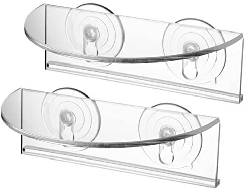 OFFSCH Lot de 2 étagères pour jardinières de fenêtre - Présentoir photo - Pour plantes grasses - Support pour plantes d'intérieur - Ventouse - En acrylique