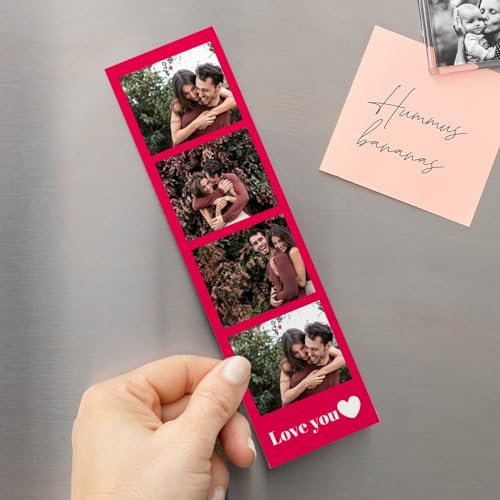 Wanapix | Tira Fotomatón Magnética | 4 Imágenes + Texto | Imán Flexible | Regalo Original para Parejas | 5,5 x 20 cm | Detalle San Valentín