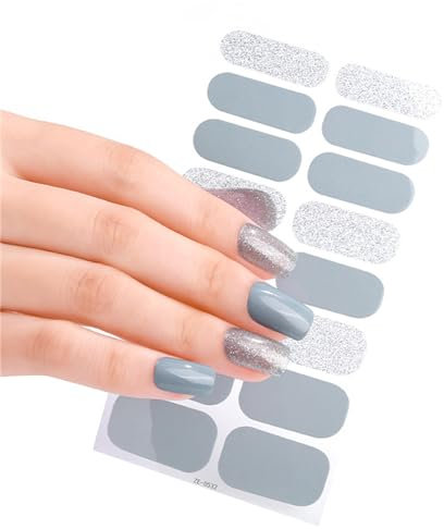 20 Pcs Semi Cured Gel Nail Strips With Soft Glossy Gel Finish Long Lasting Nail Wraps Glitter Gel Nail Stickers Convenient And Easy To Use Nail Sticker